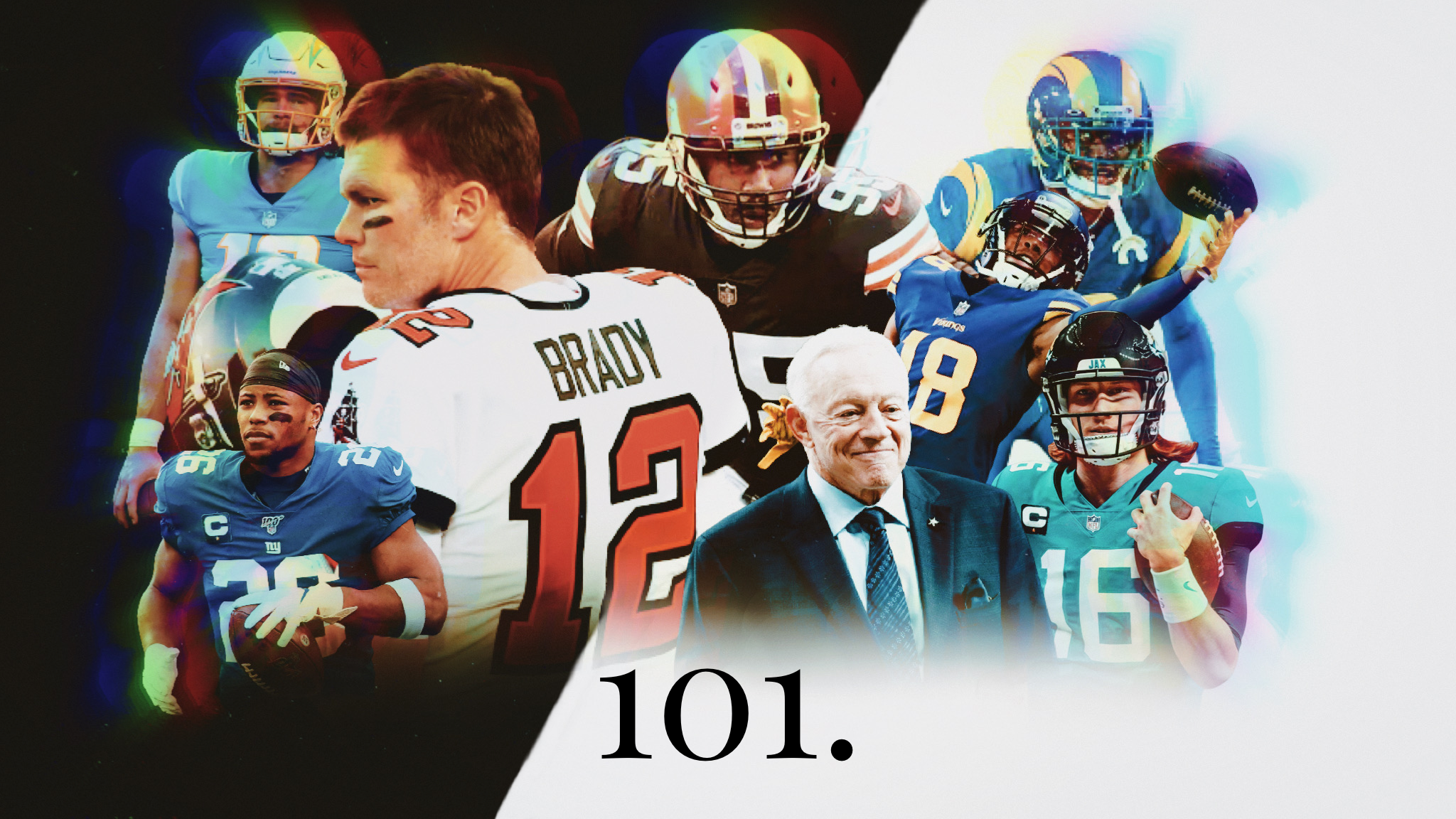 A graphic with the best players in the NFL are shown in honor of the writer's 101 facts of the upcoming season.