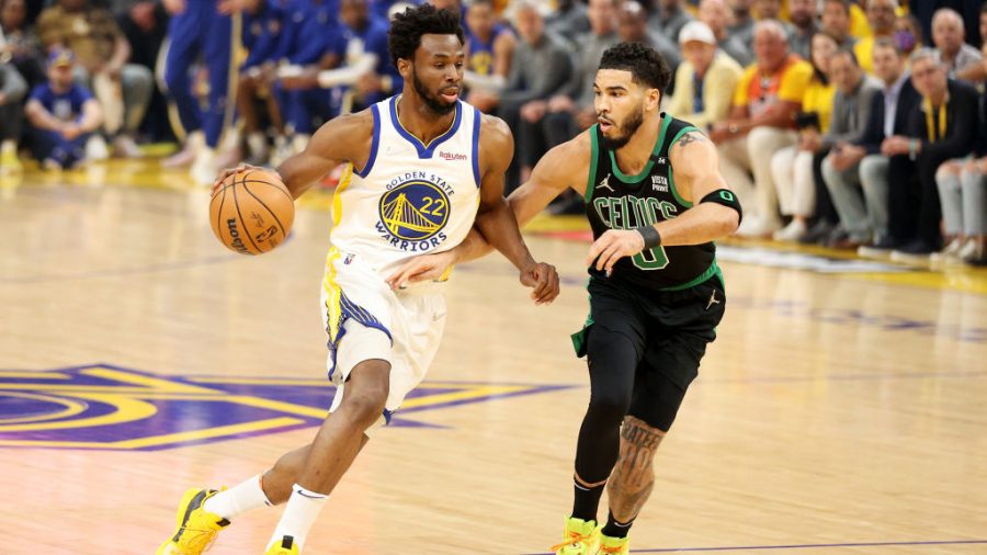 Andrew Wiggins Drives on Jason Tatum in Game 5 of the NBA Finals