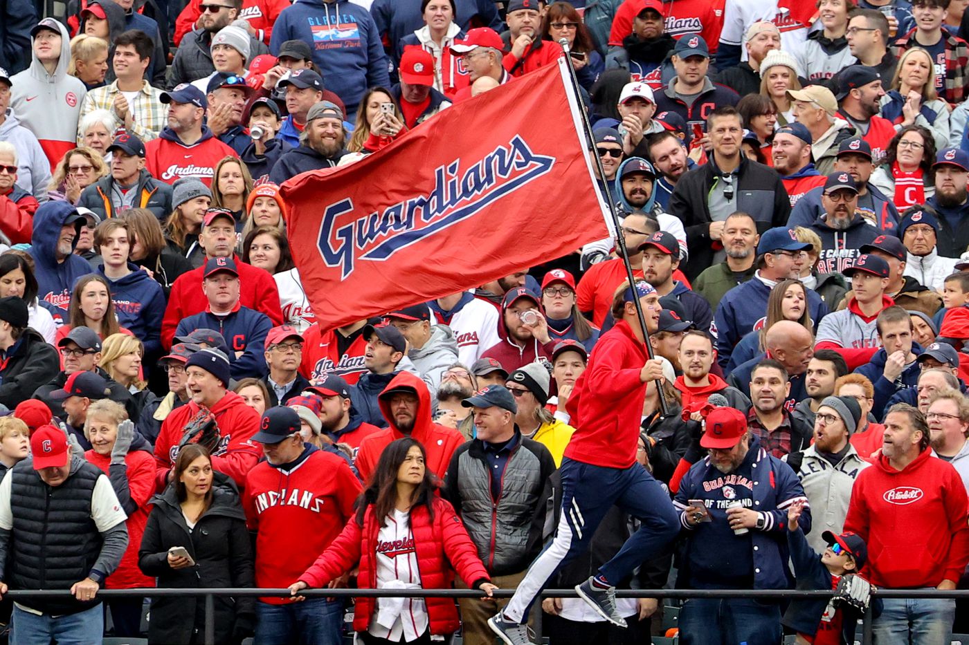 Guardians fans cheer their team on as they move to the divisional round.