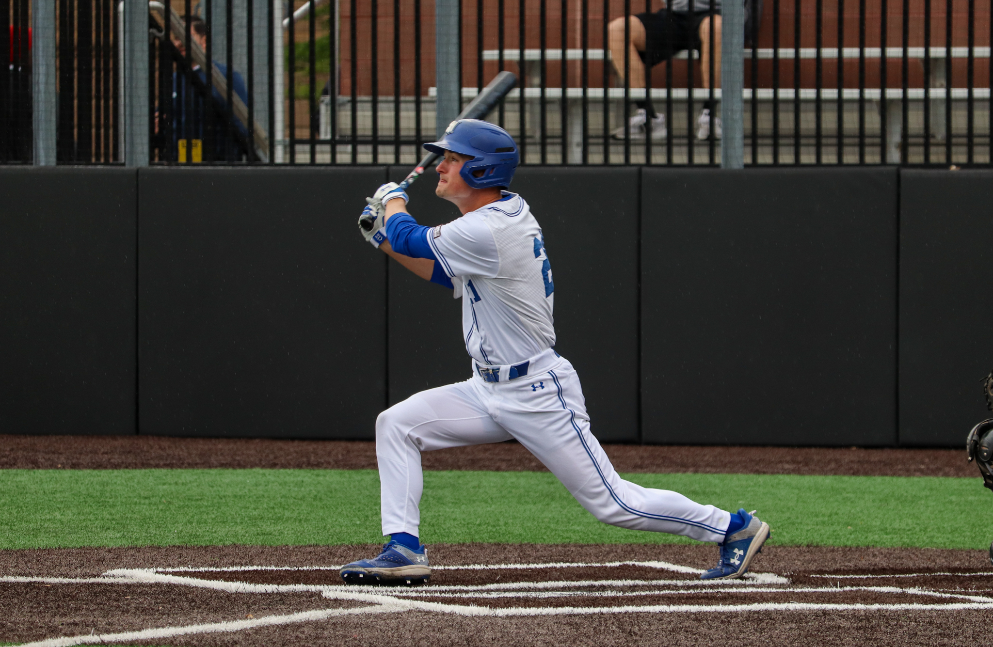 Devin Hack swinging at a pitch.