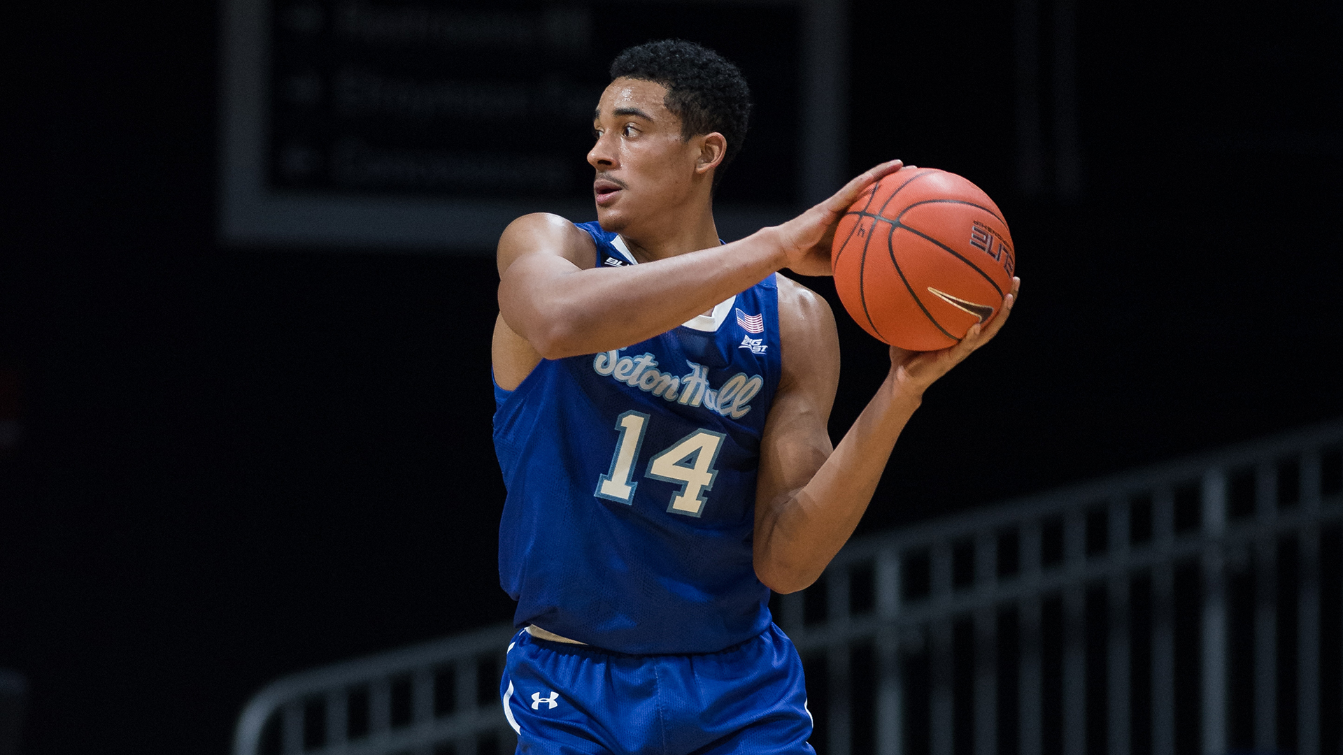 Jared Rhoden delivers a ball fake during a Seton Hall game last season.