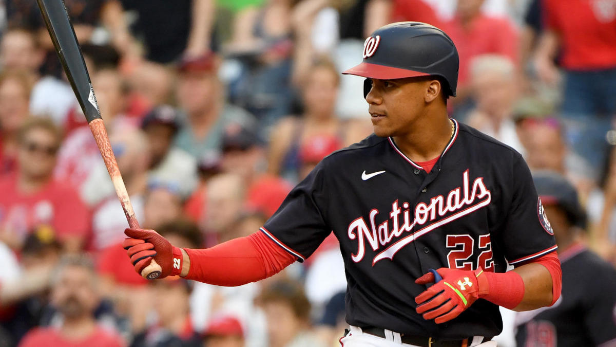 Juan Soto prepares for an at-bat during a Nationals game.