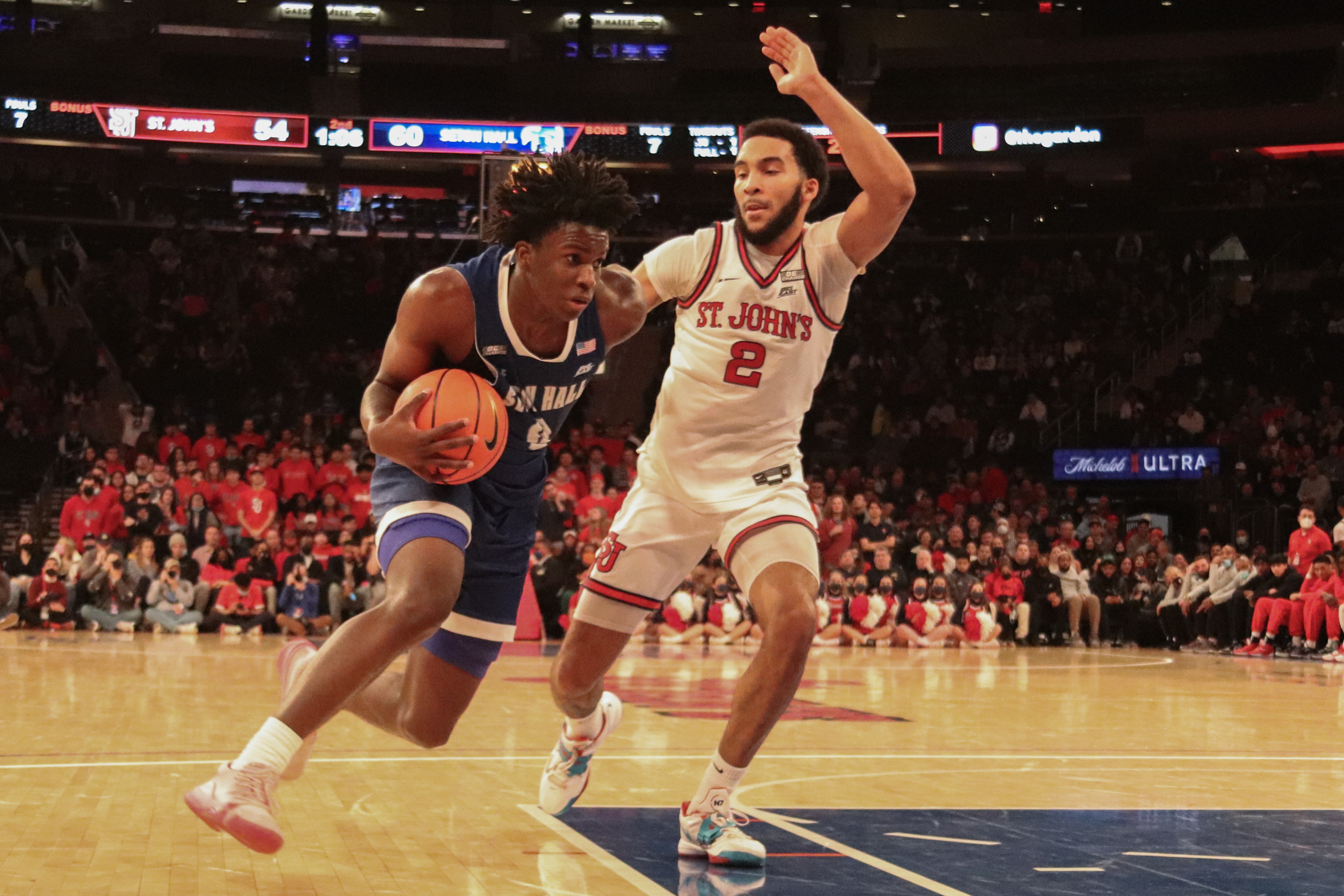Seton Hall's Kadary Richmond looks to drive to the basket during an away game at MSG vs. St. John's.