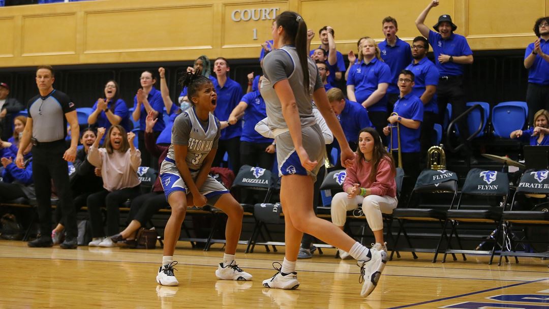 LPL and Alexia Allesch go wild after beating the DePaul Blue Demons.