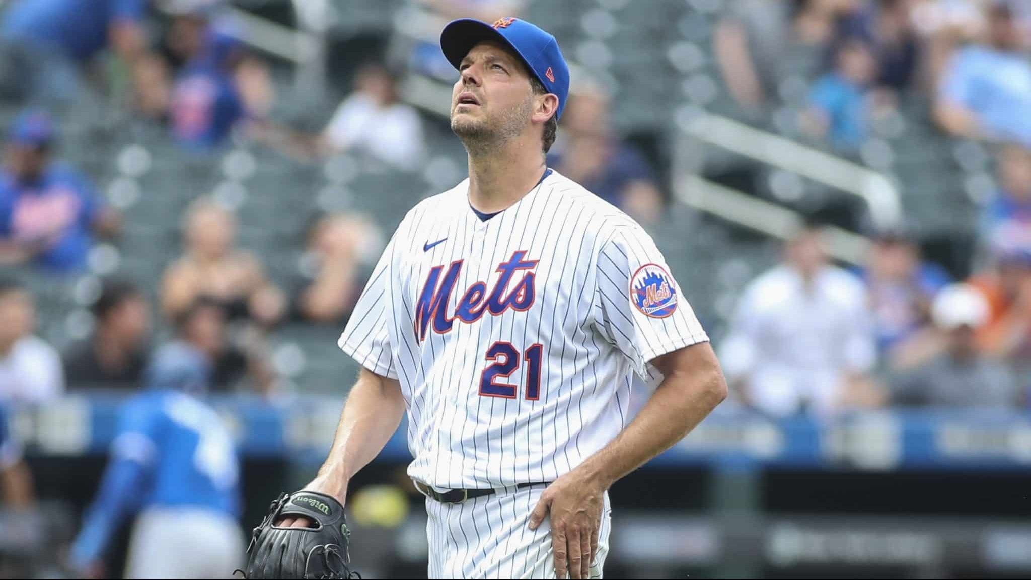 Rich Hill pitches during a New York Mets game.