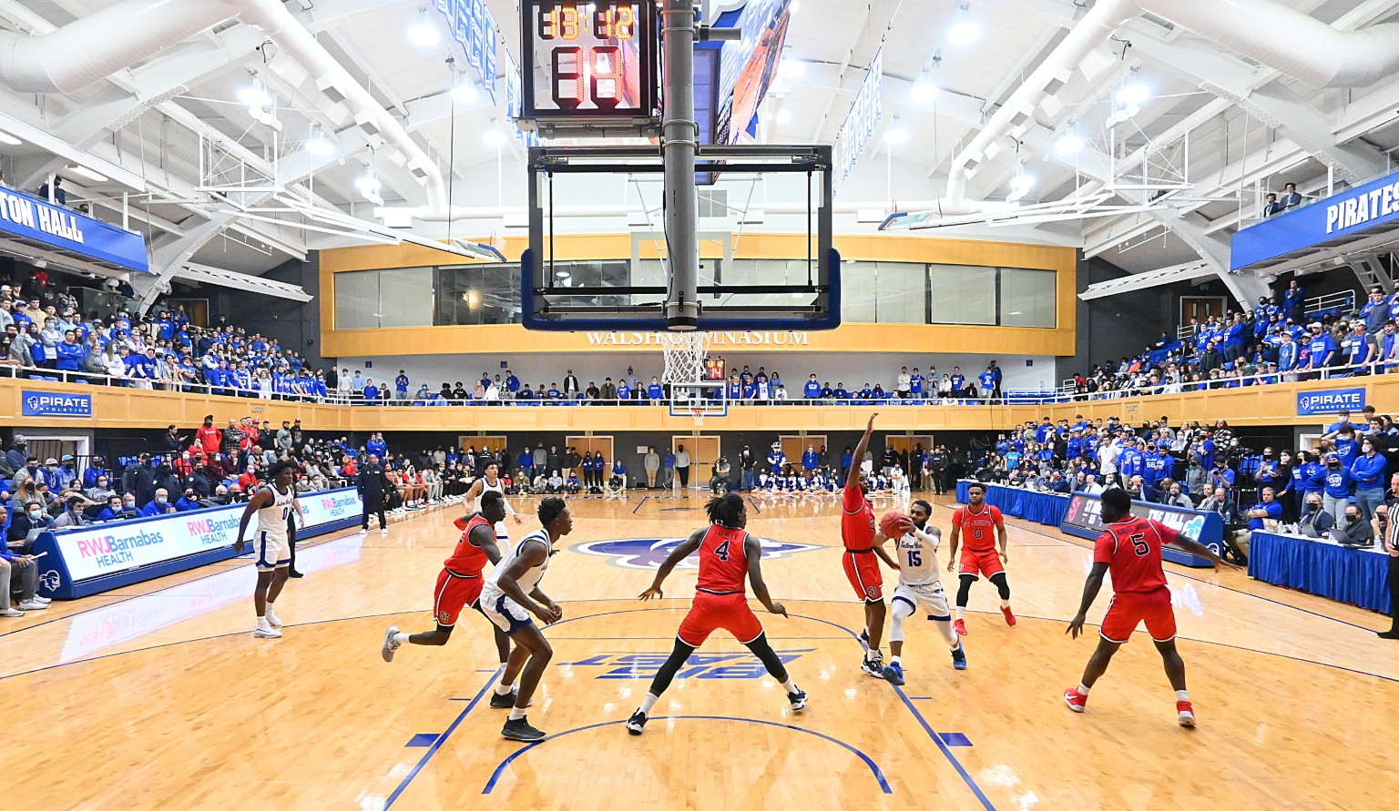 Seton Hall and St. John's men's basketball face off at Walsh Gym.