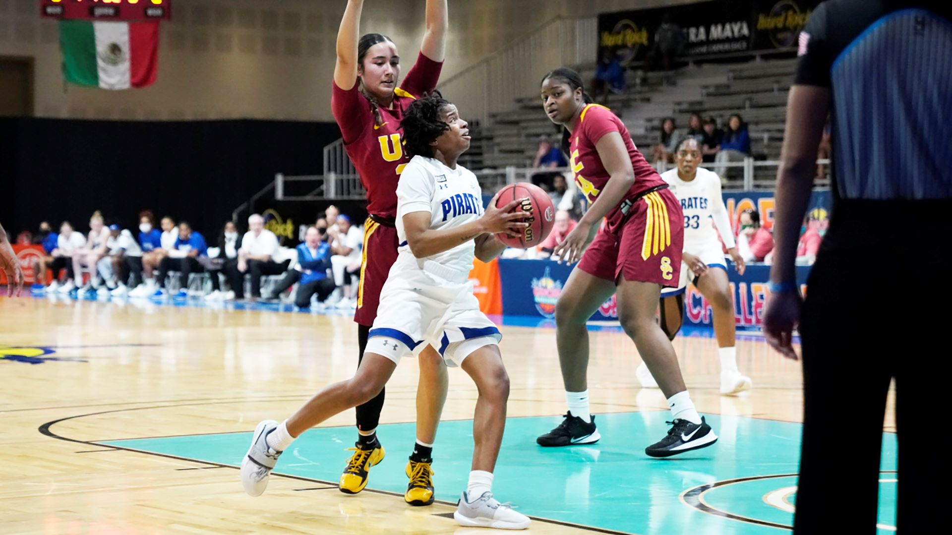 Seton Hall's Lauren Park-Lane drives in the paint during a game against USC in the 2021 Cancun Challenge.