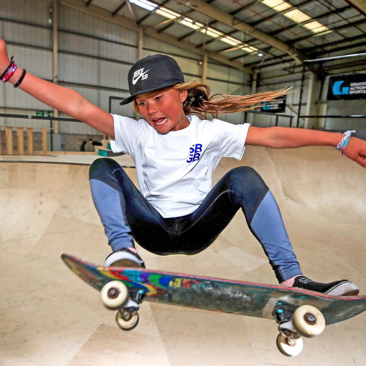 Sky Brown skates during a skateboarding competition.