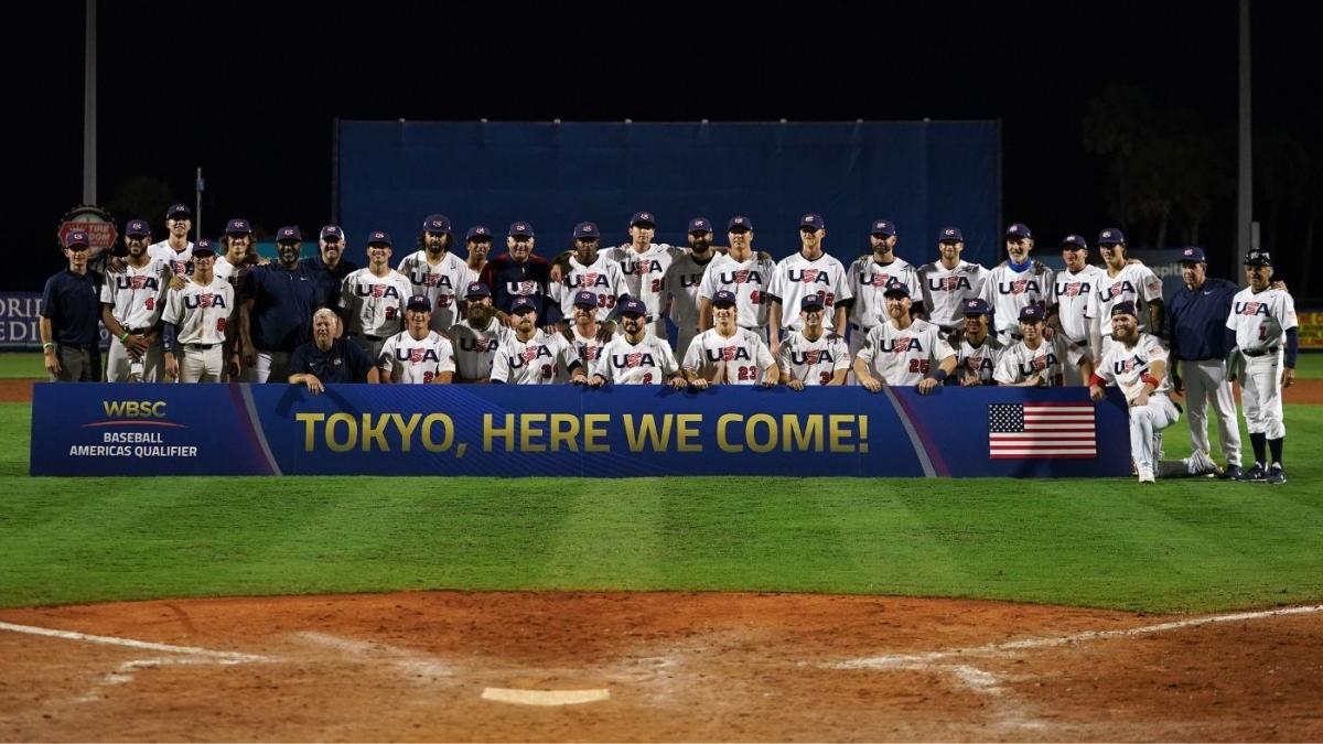 Team USA baseball poses for a photo after qualifying for the Tokyo Olympic Games.