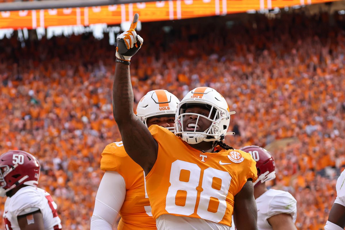 Tennessee celebrates after a monumental win over Alabama.