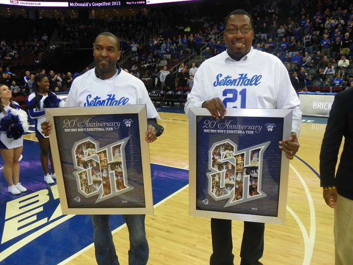 Former Pirate Terry Dehere is honored during a Seton Hall men's basketball game.