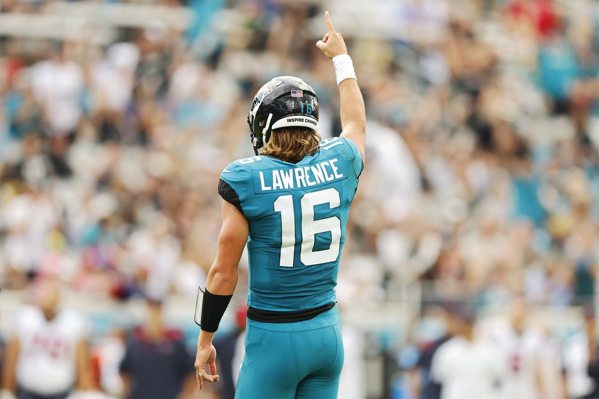 Trevor Lawrence on the field for the Jaguars.