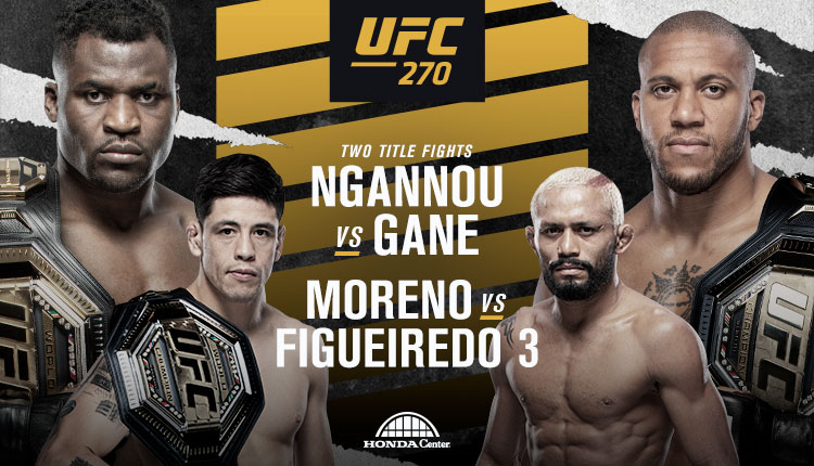 A UFC 270 graphic is shown with four fighters present.