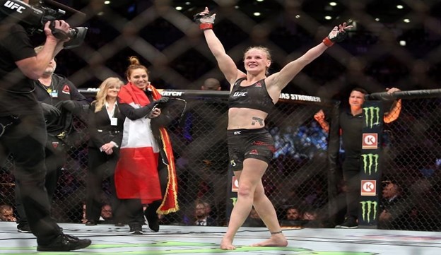 Valentina Shevchenko Celebrating after a fight.