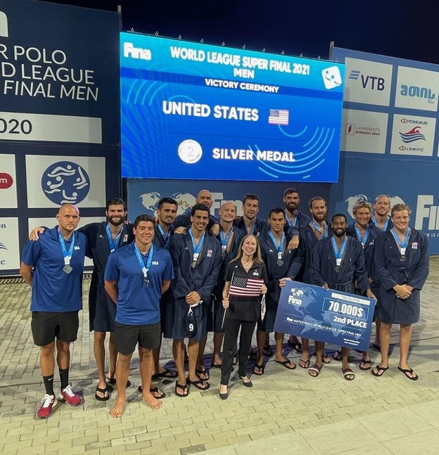 The USA Water Polo team poses for a photo before the Olympics.