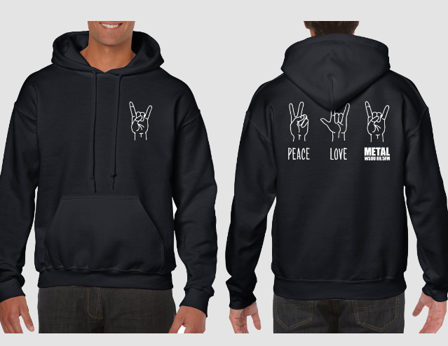 New merch sweatshirt, peace love metal